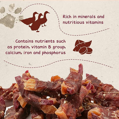 Duck & Sweet Potato Dog Treats, High Fiber Pet Treats for Medium Dogs, Healthy Chews Snack, High in Protein, 12.5 oz
