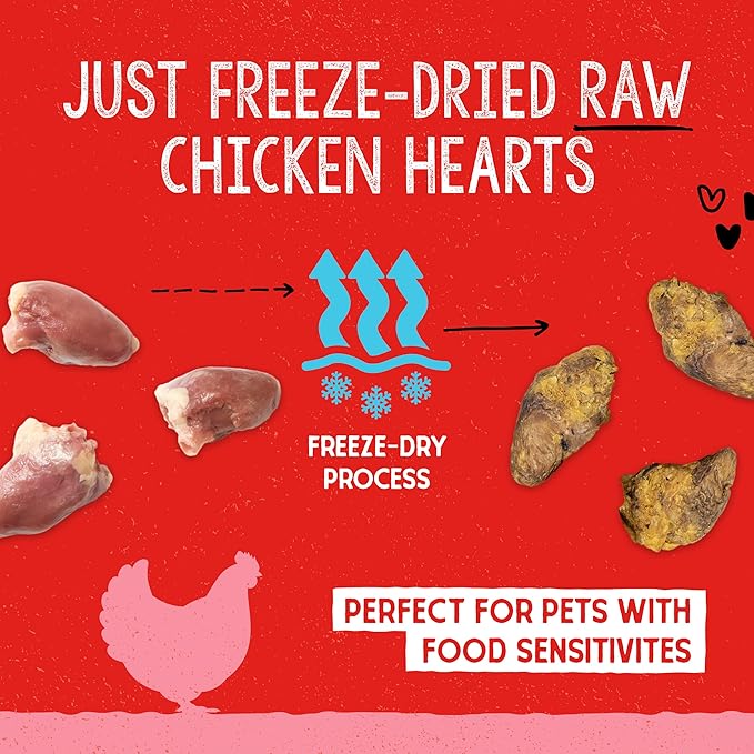 Stella & Chewy's Freeze-Dried Raw Single Ingredient Chicken Hearts Dog Treats, 3 oz. Bag