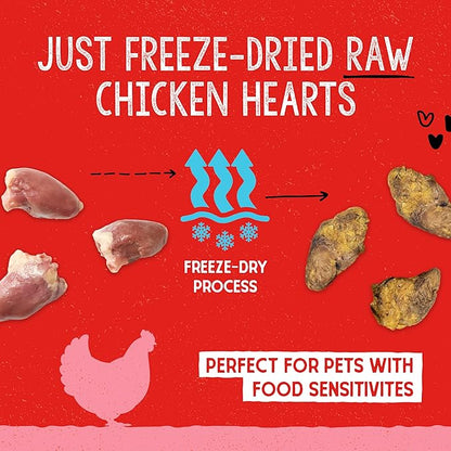 Stella & Chewy's Freeze-Dried Raw Single Ingredient Chicken Hearts Dog Treats, 3 oz. Bag