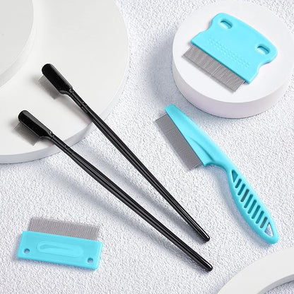 5 Pieces Dog Eye Combs Tear Stain Remover Combs Pet Grooming Comb for Small Dogs Gently Removing Eye Mucus and Crust (Light Blue, Black)