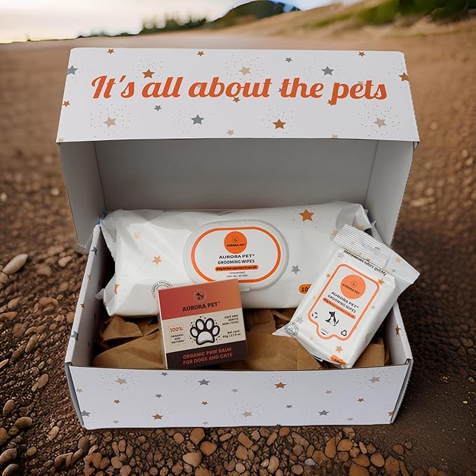 Aurora Pet Wipes – 100% Natural, Plant-Based Hypoallergenic Grooming Wipes for Dogs & Cats – Extra-Durable, Large & Thick for Effortless Cleaning (Combo, 200 Count)