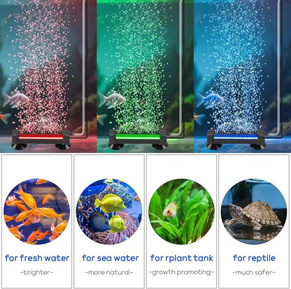 Fish Tank Bubbler Light for Aquarium: 2-in-1 Aquarium Grow Light with APP & Remote Control for Aquatic Pet Enthusiasts - RGB Changing Fish Lamp for 2-5 Gollon Freshwater Saltwater Tank Decor