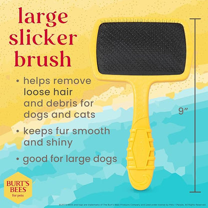 Burt_ Bees for Pets Large Slicker Brush for Dogs with Thick or Curly Hair with Handle Made from Recycled Plastics Collected from Coastal Communities | De-Shedding Dog Brush Removes Knots and Matting