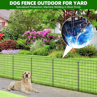 10 Panels Dog Fence Outdoor for Yard, 36 in(H) X 25 ft(L) Decorative Garden Fence Rustproof No Dig Animal Barrier Fencing Metal Wire Panel Border Patio Rabbits Ground Stakes Fencing