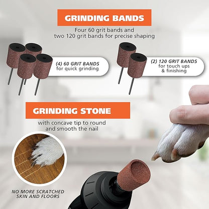 Wahl Grind & Smooth 2 Speed Battery Dog Nail Grinder with Concave Rounding Tip and Nail Guard for Increased Safety and Precise Nail Grinding - Model 3026333