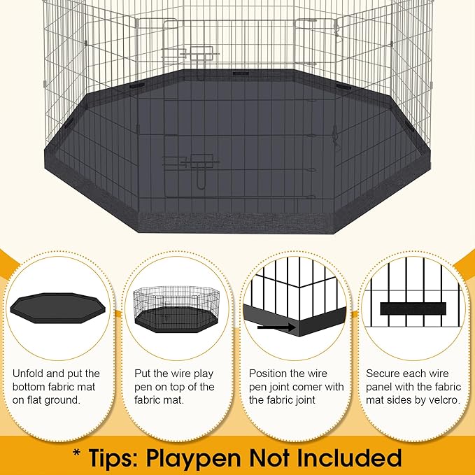 Dog Pen Pet Playpen Dog Fence Bottom Pad Indoor Foldable Metal Wire Exercise Puppy Play Yard Pet Enclosure Pad Outdoor (Only Bottom Pad, Playpen Not Included)