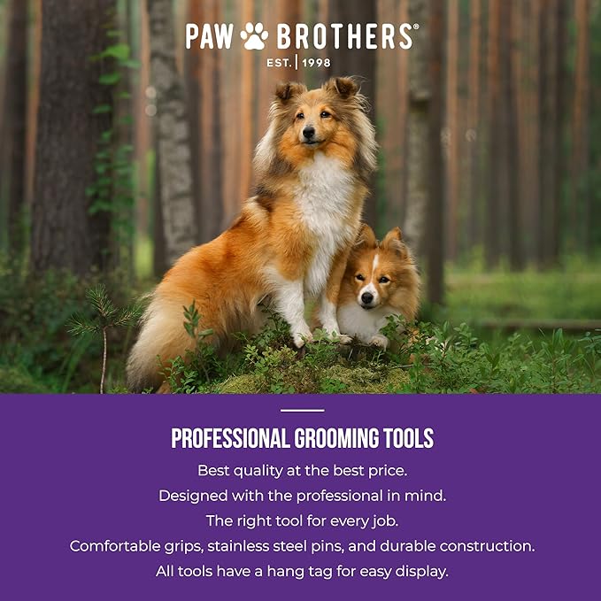 Ryan's Pet Supplies Paw Brothers Flat Slicker Brush for Dogs, Dog Brush for Short Haired Dogs, Professional Grade, Coated Tips, Gentle on Skin, Maximum Coverage, Medium, 3.5 in x 1.625 in