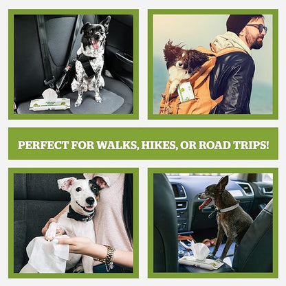 Pogi_ Dog Wipes Travel Packs  Hypoallergenic Pet Wipes for Paws, Body & Butt  Cleaning & Hydrating, Green Tea Scent, 240-Count