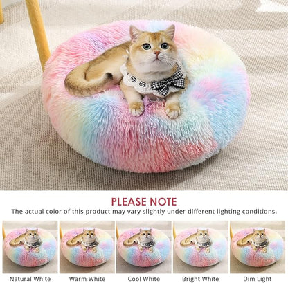 JOLLYVOGUE Dog Beds, Calming Small Dog Bed, Anti-Anxiety Dog Bed for Small Dogs, Fluffy Donut Dog Bed, Cozy Dog Cat Cushion Bed for Small Medium Dogs and Cats (20")