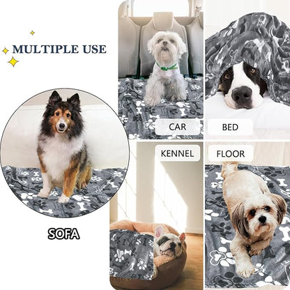 Dog Blanket,Super Soft Fluffy Premium Fleece Pet Puppy Blanket for Large Medium Dog Cat Mat Cover for Bed Couch,Cute Reversible Cow Print, Gray,(41 x 31 Inch)