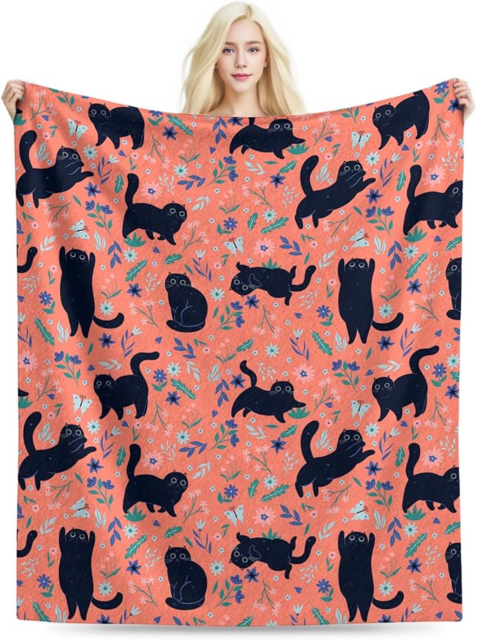 Cat Blanket, Cats Gifts for Girls Women, Cat Gift for Cats Lovers, Birthday Gifts Decor Throw Blanket 50"x60"