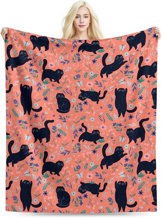 Cat Blanket, Cats Gifts for Girls Women, Cat Gift for Cats Lovers, Birthday Gifts Decor Throw Blanket 50"x60"