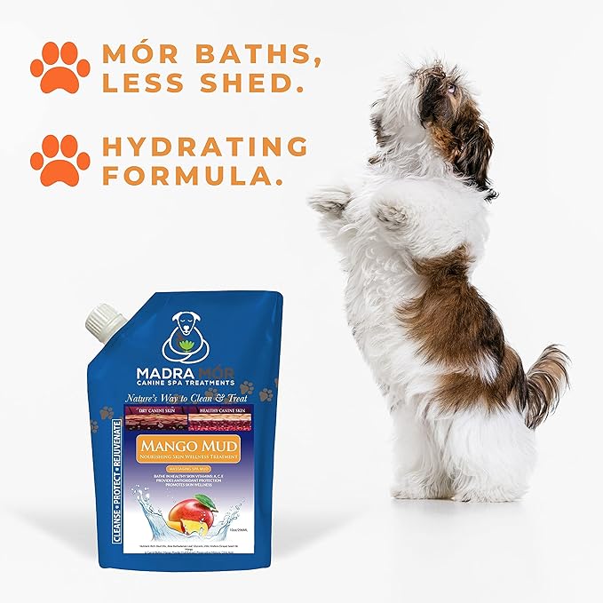 Worldwide Nutrition Bundle: Madra Mor Mango Mud - Dog Essentials Mud Bath, Dog Grooming, Dry Skin for Dogs Treatment, Dog Coat Skin Care Products - 10oz Pouch & Multi-Purpose Key Chain