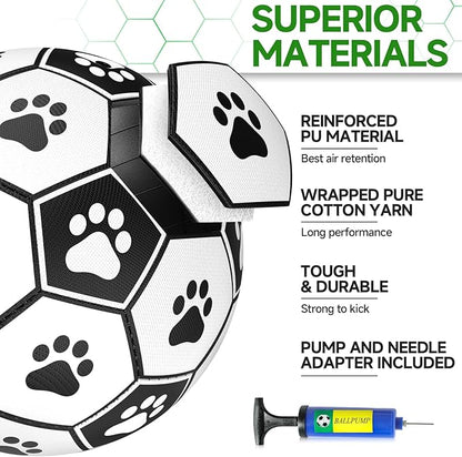 QDAN Dog Toys Soccer Ball with Straps, Interactive Dog Toys for Tug of War, Puppy Birthday Gifts, Dog Tug Toy, Dog Water Toy, Durable Dog Balls World Cup for Small & Medium Dogs（6 Inch）