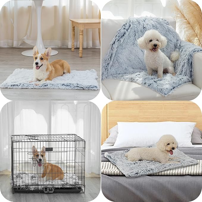 PJYuCien Fluffy Fleece Calming Pet Throw Blanket, Super Soft and Warm for Indoor Cats and Dogs, Small 16 * 24", Machine Washable, Grey Puppy Blanket