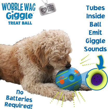 Wobble Wag Giggle Treat Ball- Interactive Dog Toy & Treat Dispenser, Fun Giggle Sounds When Rolled or Shaken, Great for Dogs Pets Know Best