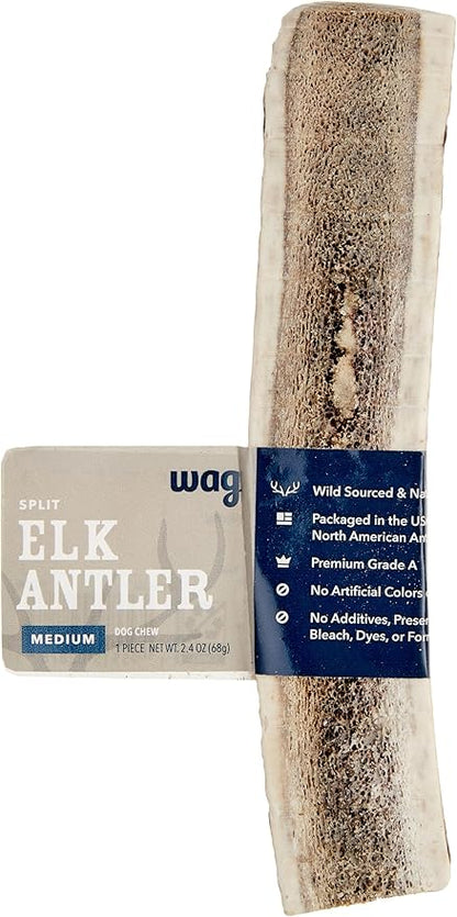 Amazon Brand  Wag Split Elk Antler, Naturally Shed, Medium (Best for Dogs 15-30 lbs)