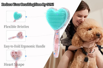 Heart-Shaped Puppy Brush ï¼ Soft Dog Brush - Gentle Grooming Brush for Small Dogs, Perfect for Yorkie, Shih Tzu, Maltipoo ï¼_og Hair Remover Brush (Fluorescent color)