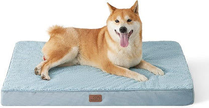Bedsure Large Dog Bed for Large Dogs - Big Orthopedic Waterproof Dog Beds with Removable Washable Cover, Egg Crate Foam Pet Bed Mat, Suitable for Dogs Up to 75lbs, Light Blue