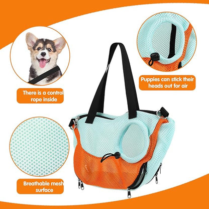 Dog Carrier Sling Adjustable Hand Free Dog Sling Carrier for Carry Small Dogs and Cats Travel Safety Harness Reversible Puppy Carrier Purse with Storage Pocket Suitable for Puppy