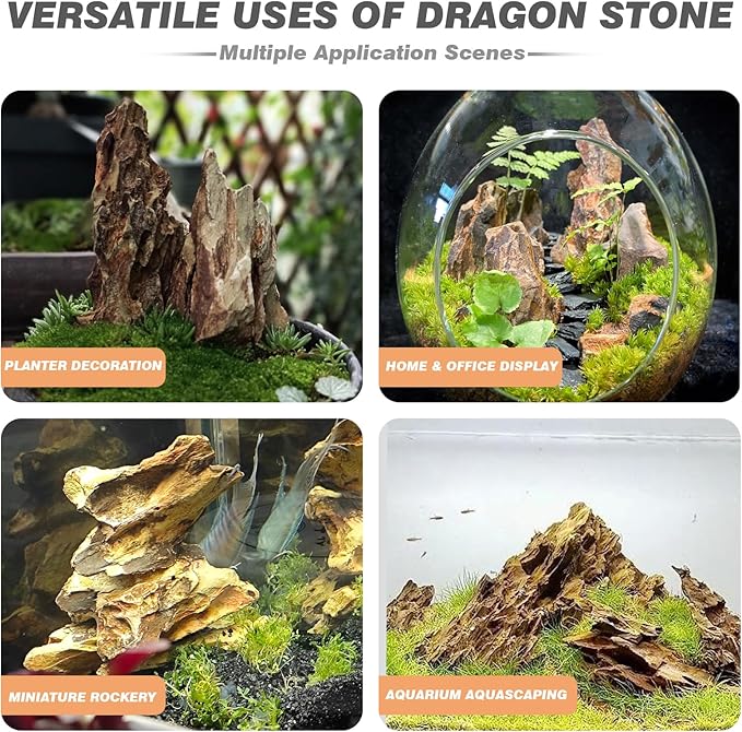 Unocho Aquarium Stone Rocks Dragon Stone 10LB Aquarium décor Rocks Aquascaping Stone Fish Rocks for Aquariums Landscaping Model Tank Decoration-2-6 inches