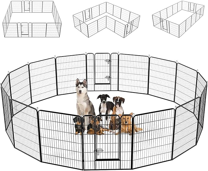 40 Inch Height 16 Panels Dog Playpen Outdoor/Indoor Heavy Duty Pet Playpen with Doors Heavy Duty Foldable Metal for RV, Camping, Yard