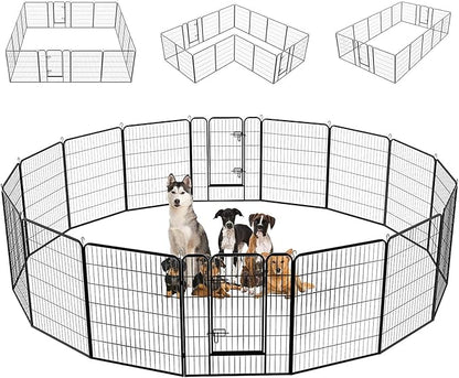 40 Inch Height 16 Panels Dog Playpen Outdoor/Indoor Heavy Duty Pet Playpen with Doors Heavy Duty Foldable Metal for RV, Camping, Yard