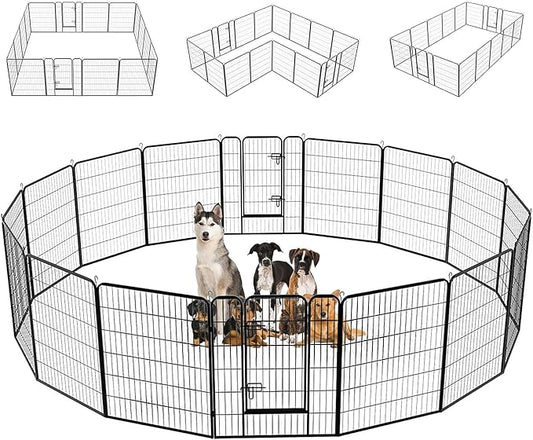 40 Inch Height 16 Panels Dog Playpen Outdoor/Indoor Heavy Duty Pet Playpen with Doors Heavy Duty Foldable Metal for RV, Camping, Yard