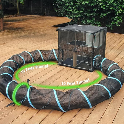 Cat Furniture Tent for Indoor and Outdoor Playpen Portable Cat Tunnels, Outdoor Kennel (10ft Tunnel)