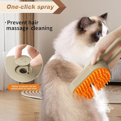 Steamy Cat Brush,3 In 1 Steamy Pet Brush,Cat Hair Brush With Steamer,Cat Comb With Steam,Cat Steamer Brush For Shedding,Steam Brush For Pets (white)