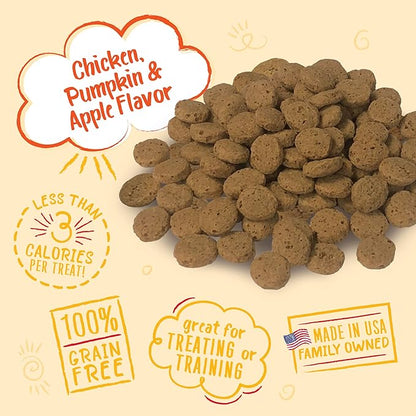 Charlee Bear Dog Treats Small Dogs Training Treats, Crunchy Low Calorie Grain Free Dog Treats, USA Made, Best for Small-Medium Breeds, Puppy Training Treats, Chicken, Pumpkin & Apple, 6 Pack, 8oz Each
