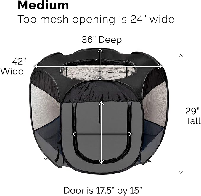 Furhaven Portable Dog Playpen Cat Tent, Pet playground/kennel foldable indoor outdoor zippered puppy crate - Gray, Medium