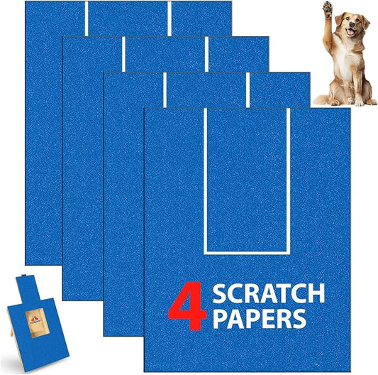 4 PCS Premier Self-Adhesive Sandpaper14.55x10.39 inch, 80 Grit  Dog Nail Scratch Pad Replacement Paper _andpaper for Dog Nail Scratch Board with Treat Box (Blue)