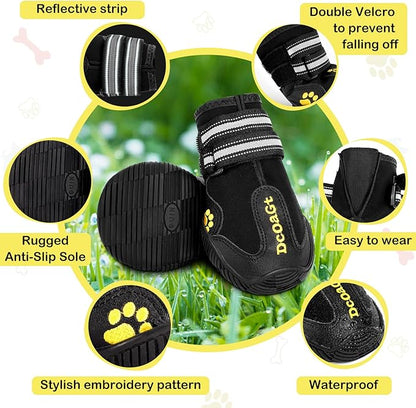 DcOaGt Dog Shoes for Large Dogs XXL, Waterproof Dog Boots with Anti-Slip Sole Breathable Reflective Paw Protectors Booties for Hot Pavement Summer Winter Snow Hiking Walking 4PCS(Size 9)