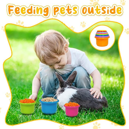8 Pcs Stacking Cups for Small Animal Toys,Nesting Rabbit Toys of Different Sizes,Safe Plastic Colorful Nesting Toys for Bunny Guinea Pig Hiding Food and Playing (Bright Colors)