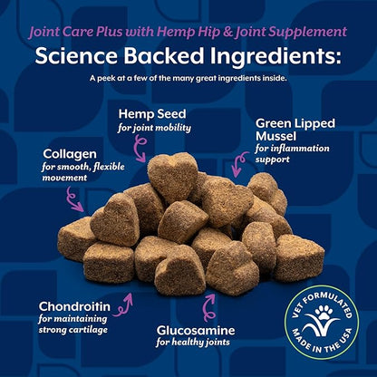 NaturVet Hemp Advanced Joint Health Dog Supplement Plus Hemp Seed  Helps Support Joint Health in Dogs  Includes, Collagen, Glucosamine, MSM, Chondroitin, Omegas  60 Ct.