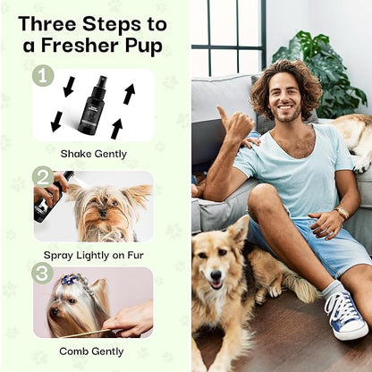 605Products Premium Dog Cologne & Odor Eliminator - Long Lasting Puppy Perfume, Deodorant & Grooming Spray with Essential Oils, (2oz) 3-Pack Combo Set