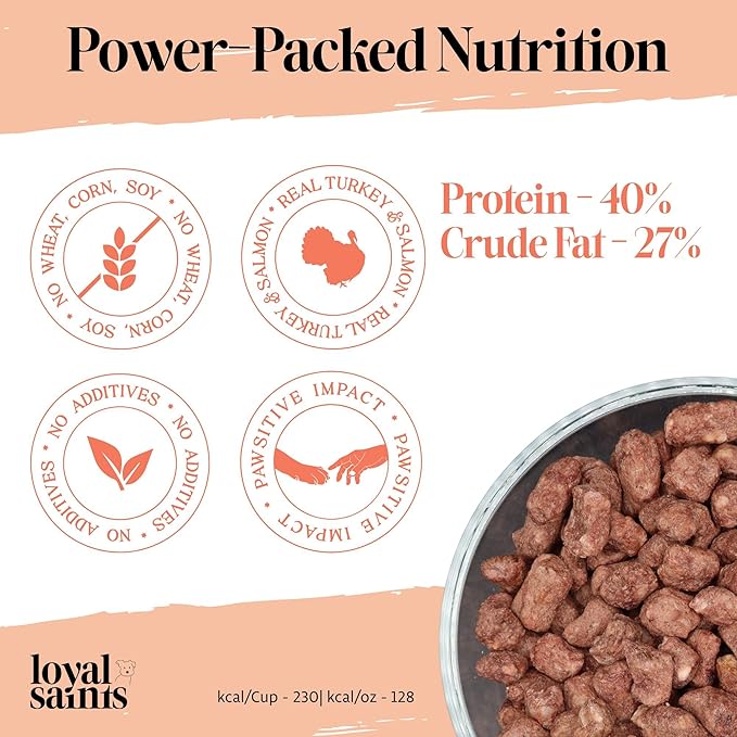 Freeze Dried Raw Dog Food - Premium Turkey and Salmon Flavor with High Protein and Grain Free Dog Food for All Breeds and Picky Eaters - Versatile as Meal Topper, Snack, and Treats, 14 Oz