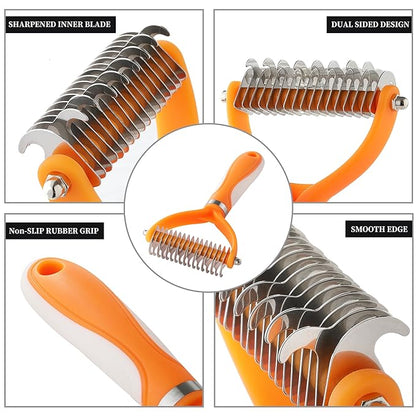 Pet Grooming Brush and Self Cleaning Slicker Brush, Dog Brush Cat Brush for Shedding, Undercoat Rake for Dogs & Cats, Deshedding Dematting Brush for Dogs & Cats, Brushes for Long Haired Pets