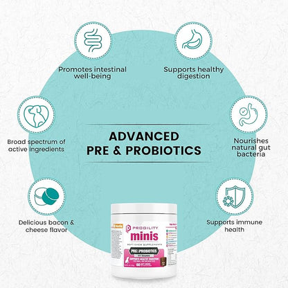 Nootie Progility Mini Pre & Probiotic Supplement, Digestive Aid Supplement for Dogs, 60 Soft Chews per Container
