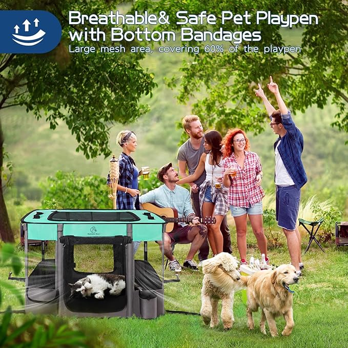 Dog Playpen,Pet Playpen,Foldable Dog Cat Playpens,Portable Exercise Kennel Tent Crate,Water-Resistant Breathable Shade Cover, Indoor Outdoor Travel Camping Use for Small Animals with Carrying Case(M)