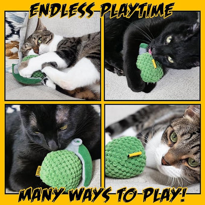 Cat Toys Grenade, Cat Toys for Indoor Cats, Kitten Toys, Catnip Toys for Cats of All Breeds, Action Themed Fun for Kicking, Biting, Chewing (Grenade & TNT, 2-Pack)