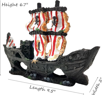 M2cbridge Antique Roman Column Ruins European Castle Aquarium Decorations Fish Tank Hideout Rocks (Striped Pirate Shipwreck)