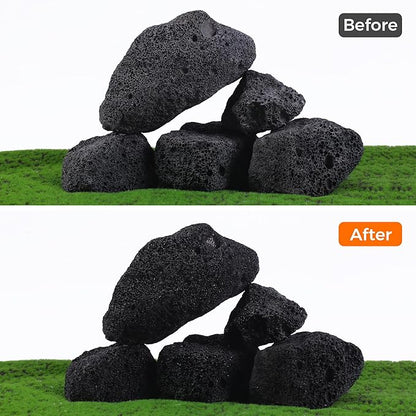 2-8 Inches Large Natural Black Lava Rock 5 PCS Aquarium Rocks for Aquascaping, Aquarium Landscaping, Terrariums, Fish Tank Decoration, Vivariums, Paludarium, Reptile and Amphibian Enclosures