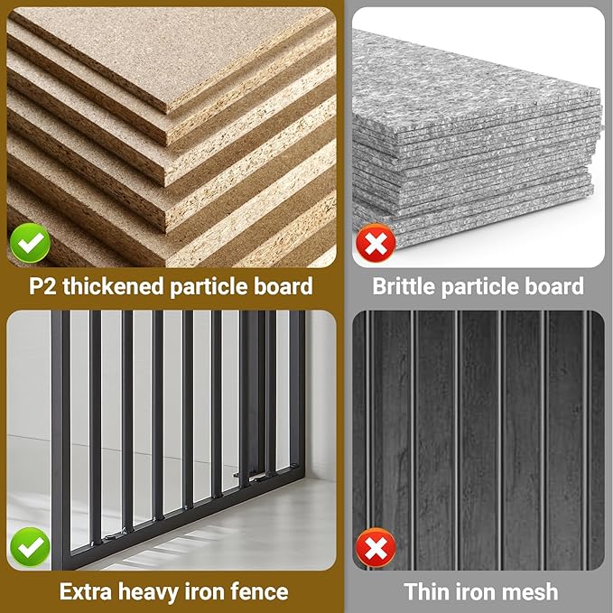 Rovibek 66" Double Dog Crate Furniture, Large Dog Kennel Furniture TV Stand for 2 Dogs, Furniture Style Dog Crates End Table, Wood Crates for Dogs White