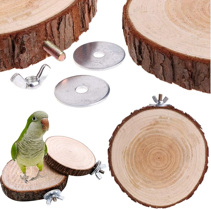 Hamiledyi Bird Perch Stand, 12PCS Wood Parrot Perch Stand Platform, Paw Grinding Rough-surfaced Parakeet Cage Accessories Exercise Toy for Budgies Conure Cockatiel Hamster (Random Color)