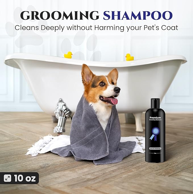 605Products - Natural Dog Shampoo for Itchy and Sensitive Skin, Puppy Shampoo and Odor Eliminator for Smelly Dogs and Puppies, Pet Shampoo and Deodorizer - Dog Bath Supplies (Blue Ribbon)