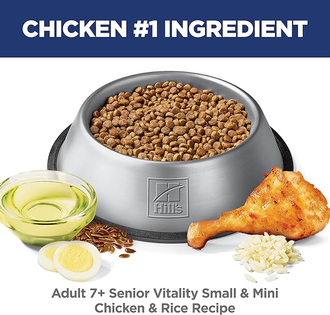 Hill's Science Diet Senior Vitality, Senior Adult 7+, Small & Mini Breeds Senior Premium Nutrition, Dry Dog Food, Chicken & Rice, 12.5 lb Bag