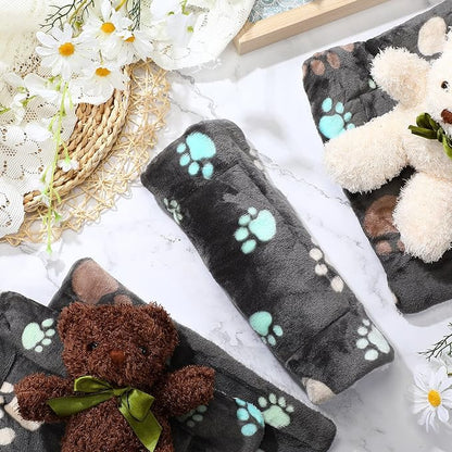 4 Pack Ultra Soft Dog Cat Bed Mat with Cute Prints Reversible Fleece Dog Crate Kennel Pad Cozy Washable Thickened Hamster Guinea Pig Pet Bed Mat for Small Animals(13 x 10 Inches,Black)