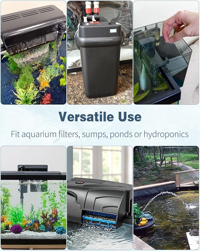 Pawfly 4 Pack Aquarium Bio Sponge Filter Media Pad, Filter Foam Sponge Pads Cut-to-Size Foam for Fish Tank Filters Sumps Ponds Hydroponics, 6.3" x 5.5" x 0.78"